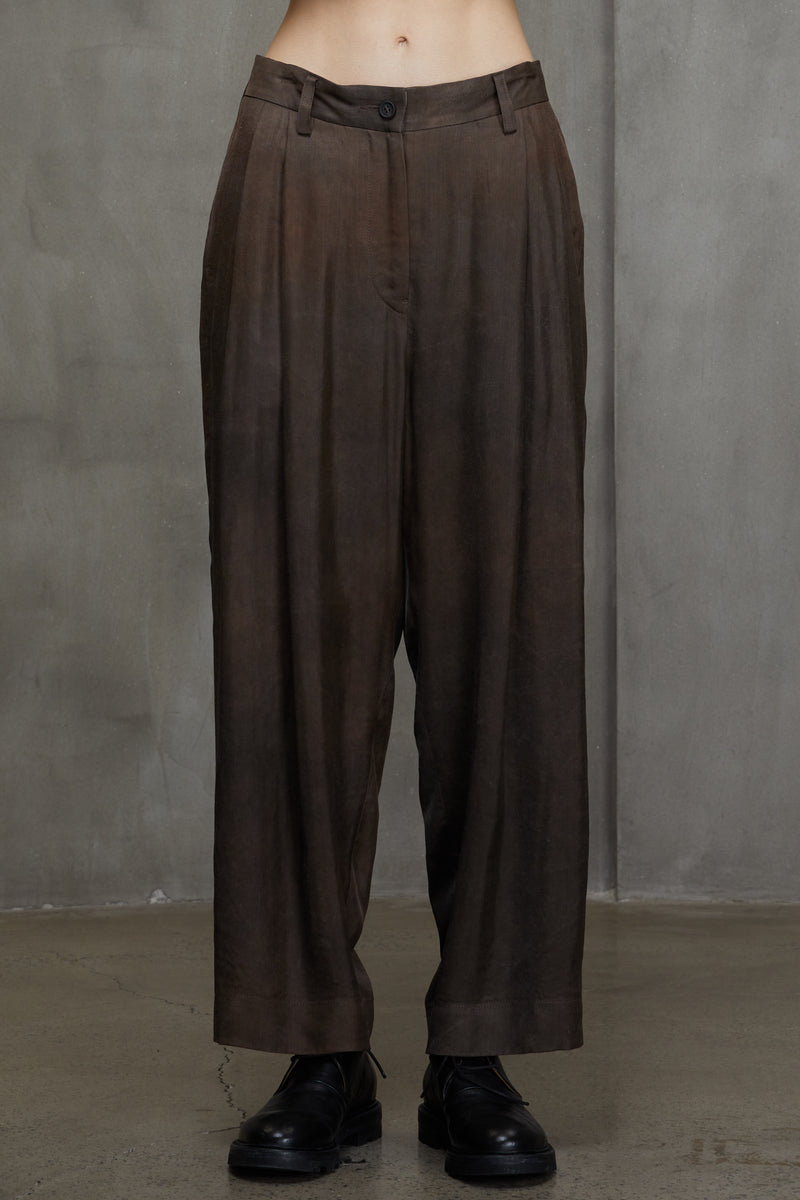 PLEATED WIDE LEG TROUSERS