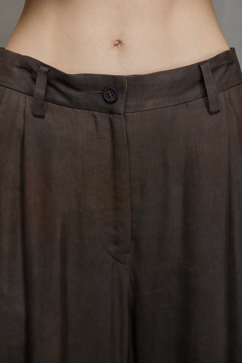 PLEATED WIDE LEG TROUSERS