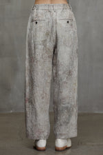 PRINTED JACQUARD WIDE LEG TROUSERS