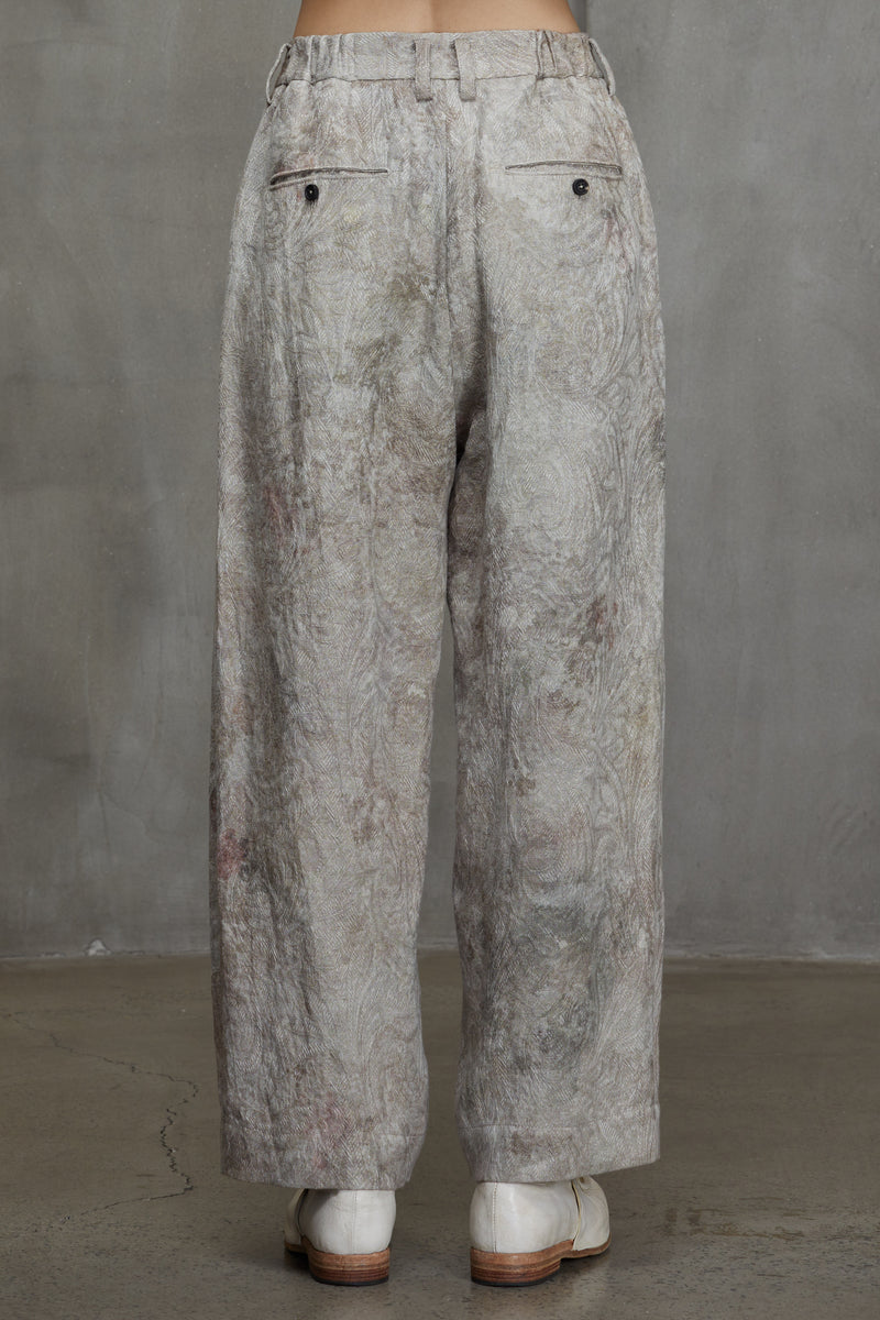 PRINTED JACQUARD WIDE LEG TROUSERS