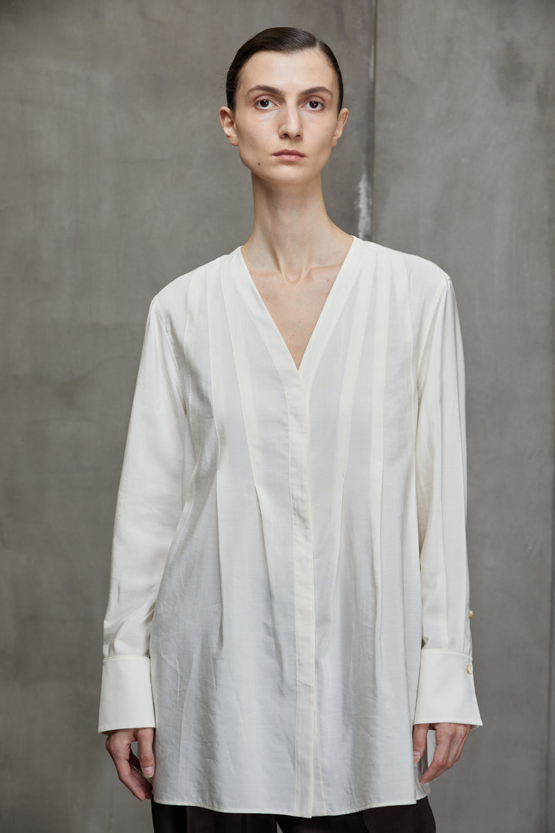 PLEATED LONG SHIRT