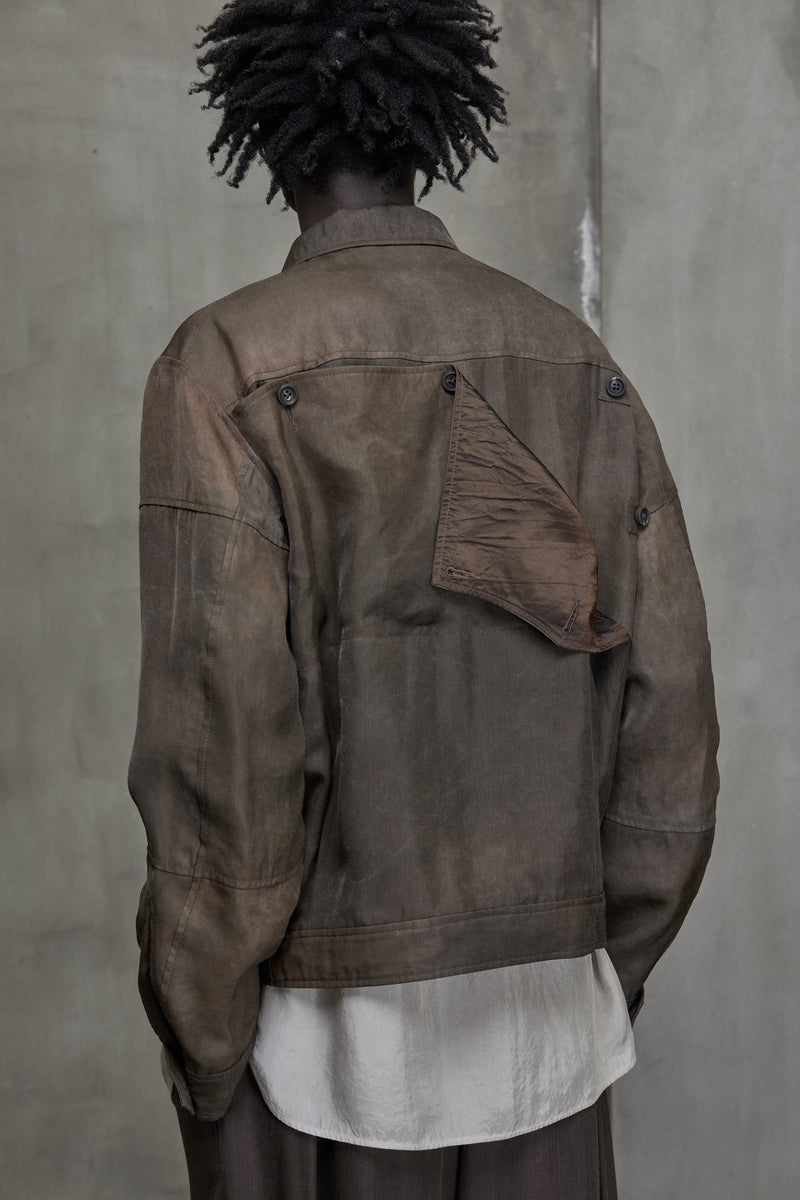 "PEELABLE BACK" CROPPED WORKER JACKET