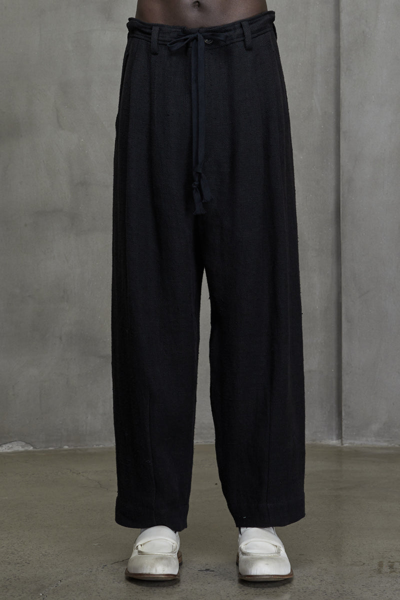 FRONT PLEATS DRAWSTRING TROUSERS