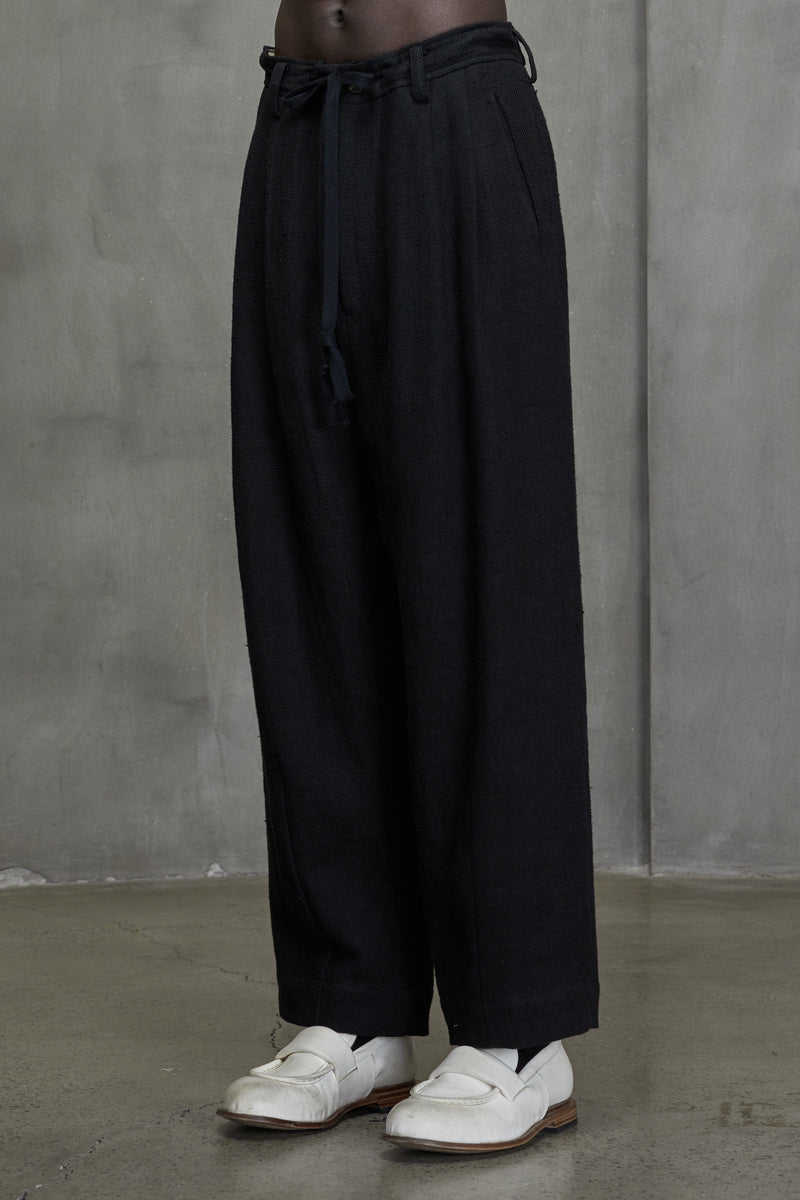 FRONT PLEATS DRAWSTRING TROUSERS