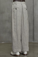 FRONT PLEATED JACQUARD TROUSERS