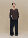 VELVET STRAIGHT-LEG TROUSERS