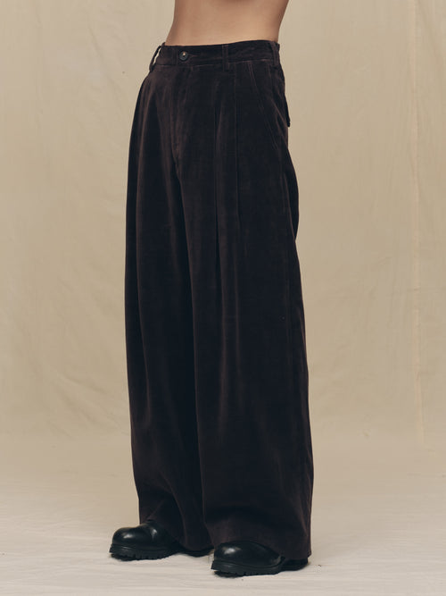 VELVET STRAIGHT-LEG TROUSERS