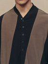 PATCHWORK SHAWL COLLAR RUGBY SHIRT
