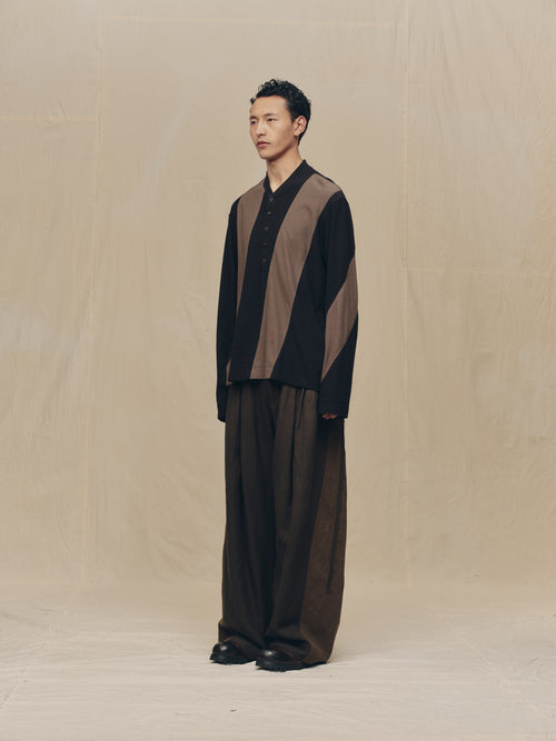 PATCHWORK SHAWL COLLAR RUGBY SHIRT