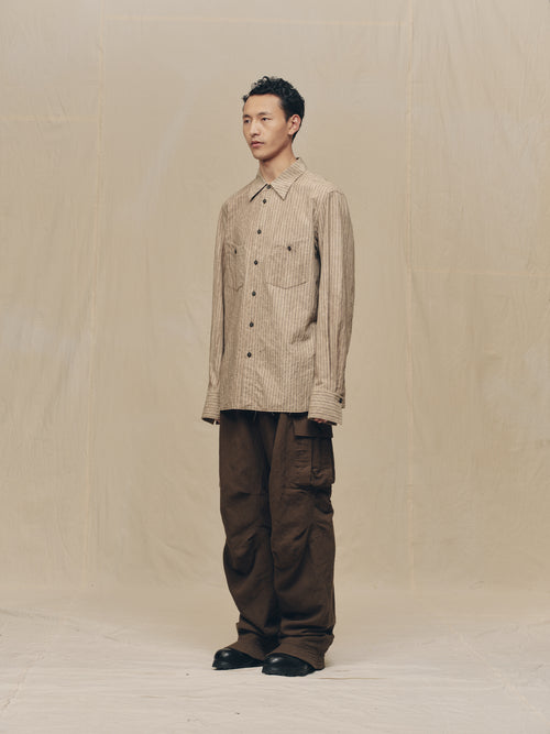 SPREAD COLLAR STRIPED SHIRT