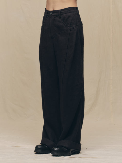 ARTICULATED KNEE DENIM TROUSERS