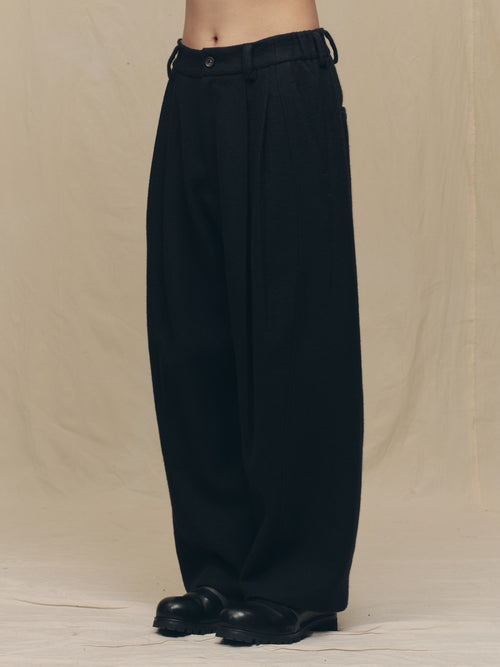 PLEATED  DROP CROTCH TROUSERS