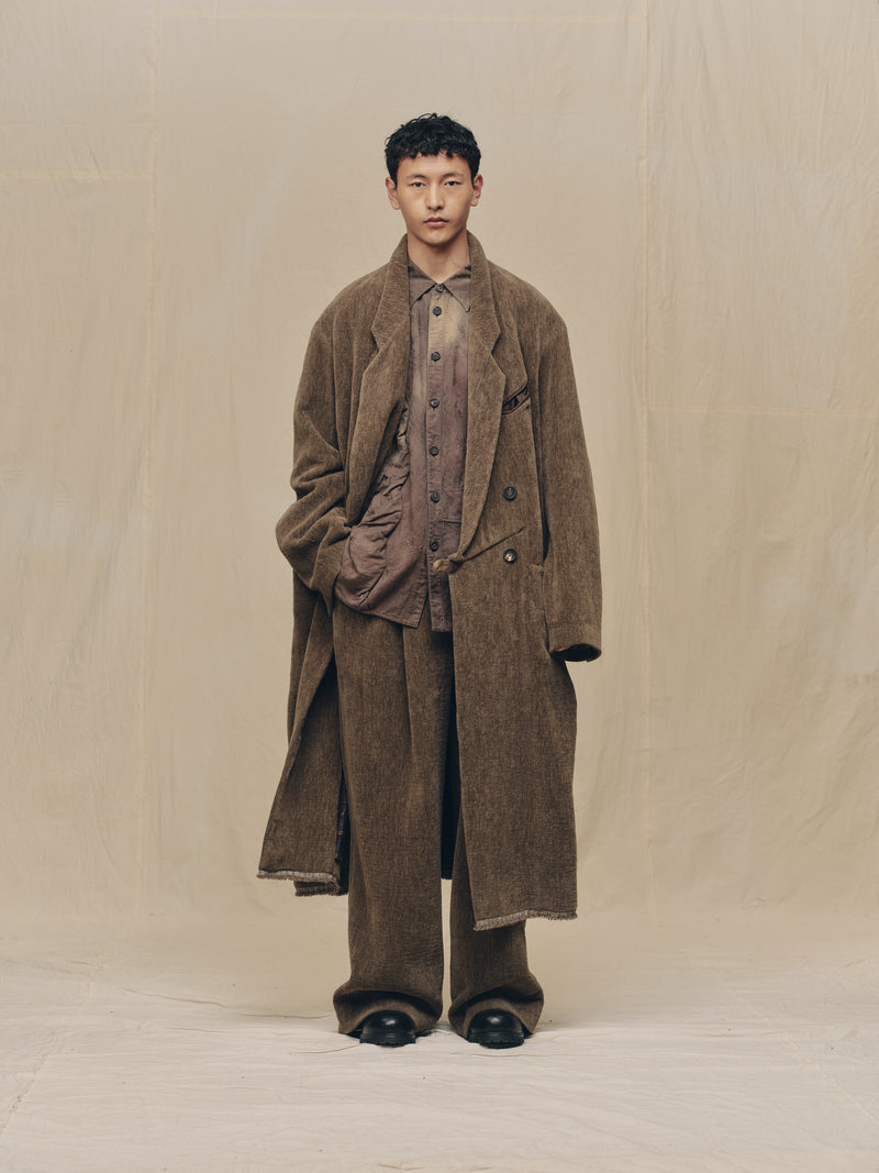 no collar shaggy long coat　Eaphi CORDUROY DOUBLE-BREASTED LONG COAT – ZIGGY CHEN