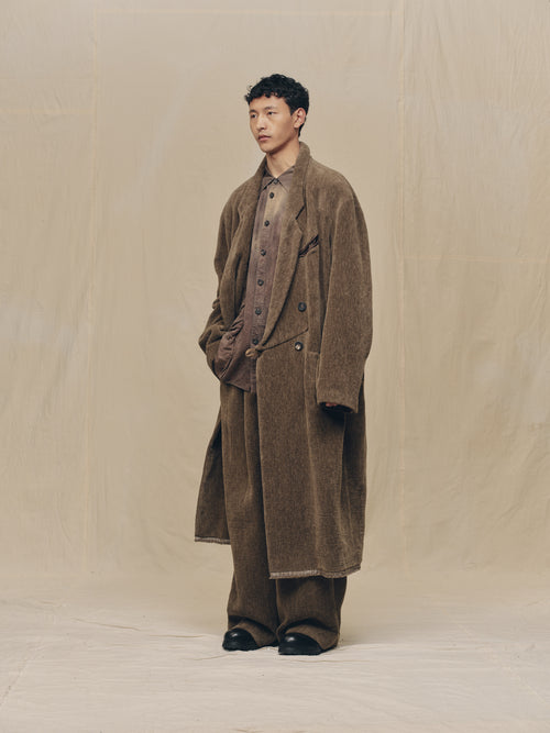 CORDUROY DOUBLE-BREASTED LONG COAT