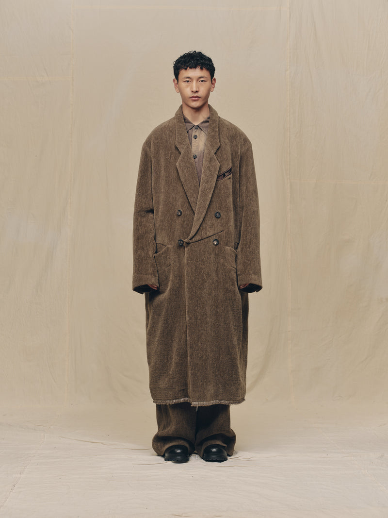 CORDUROY DOUBLE-BREASTED LONG COAT – ZIGGY CHEN