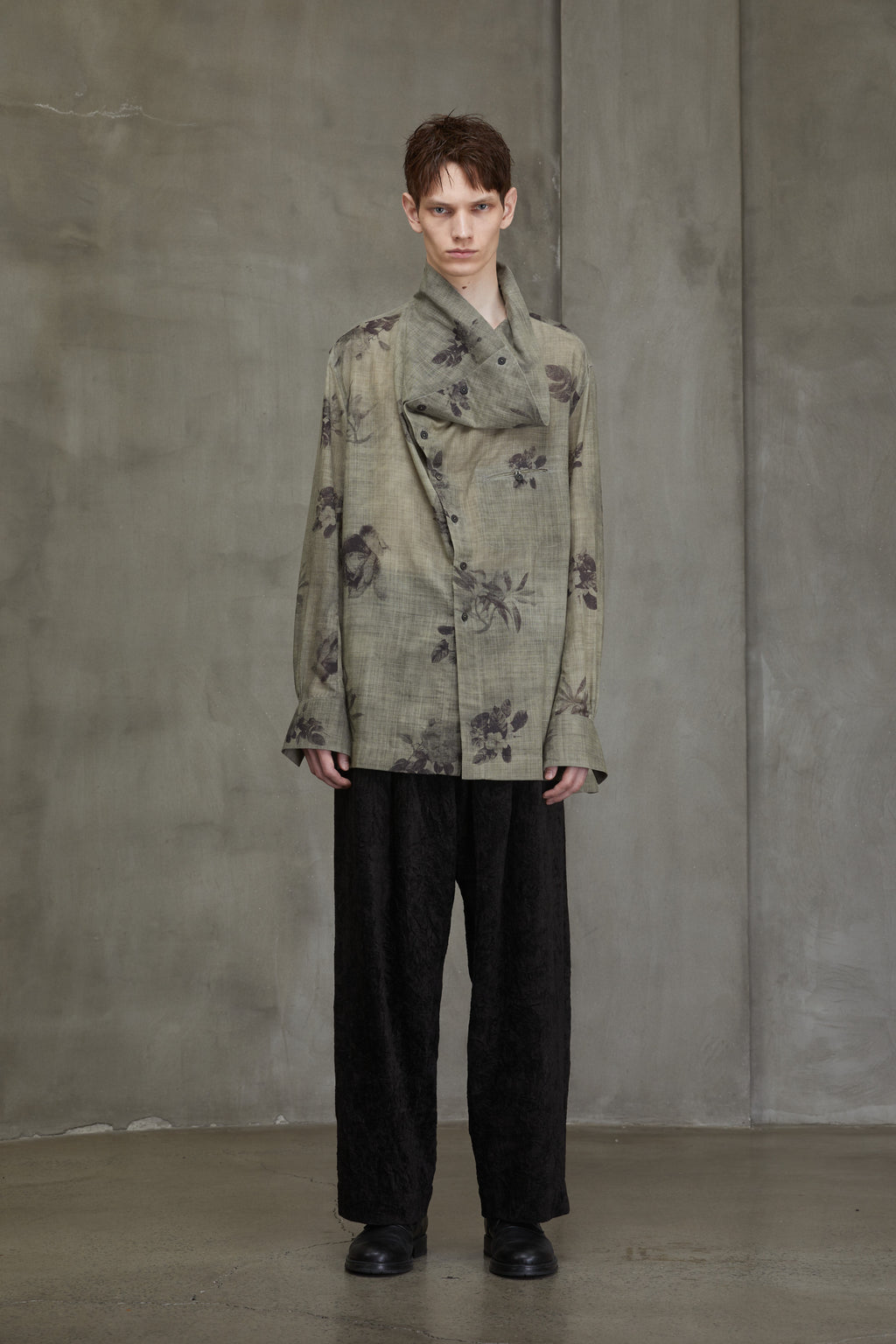 CELLULOSE LAWN IND DYEING ASYMMETRY COLLAR BLOUSE – THE SHOP