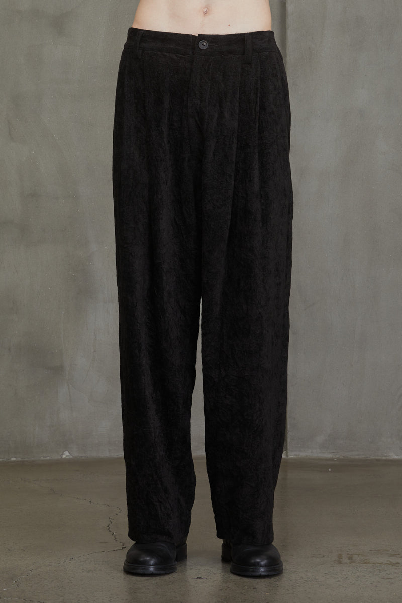 VELVET FRONT PLEAT TROUSERS