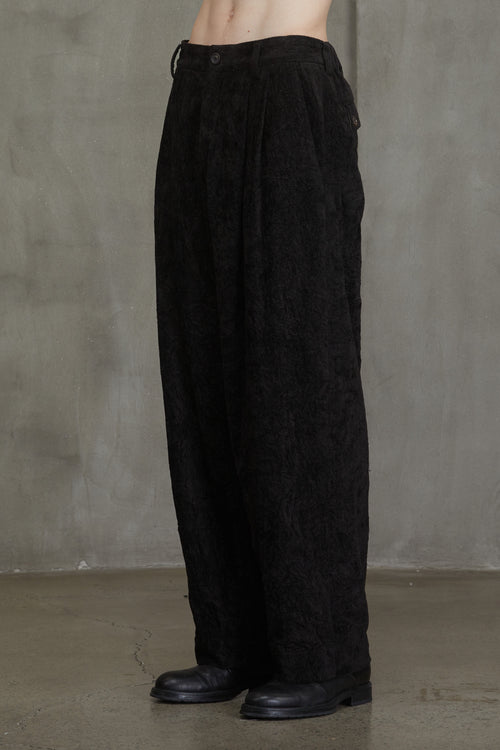 VELVET FRONT PLEAT TROUSERS