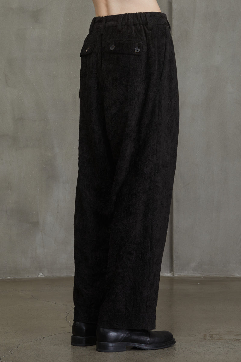 VELVET FRONT PLEAT TROUSERS