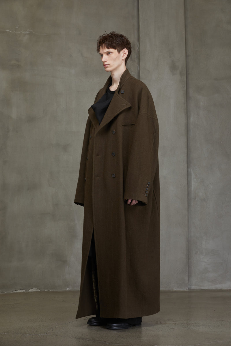 DOUBLE-BREASTED STAND COLLAR COAT