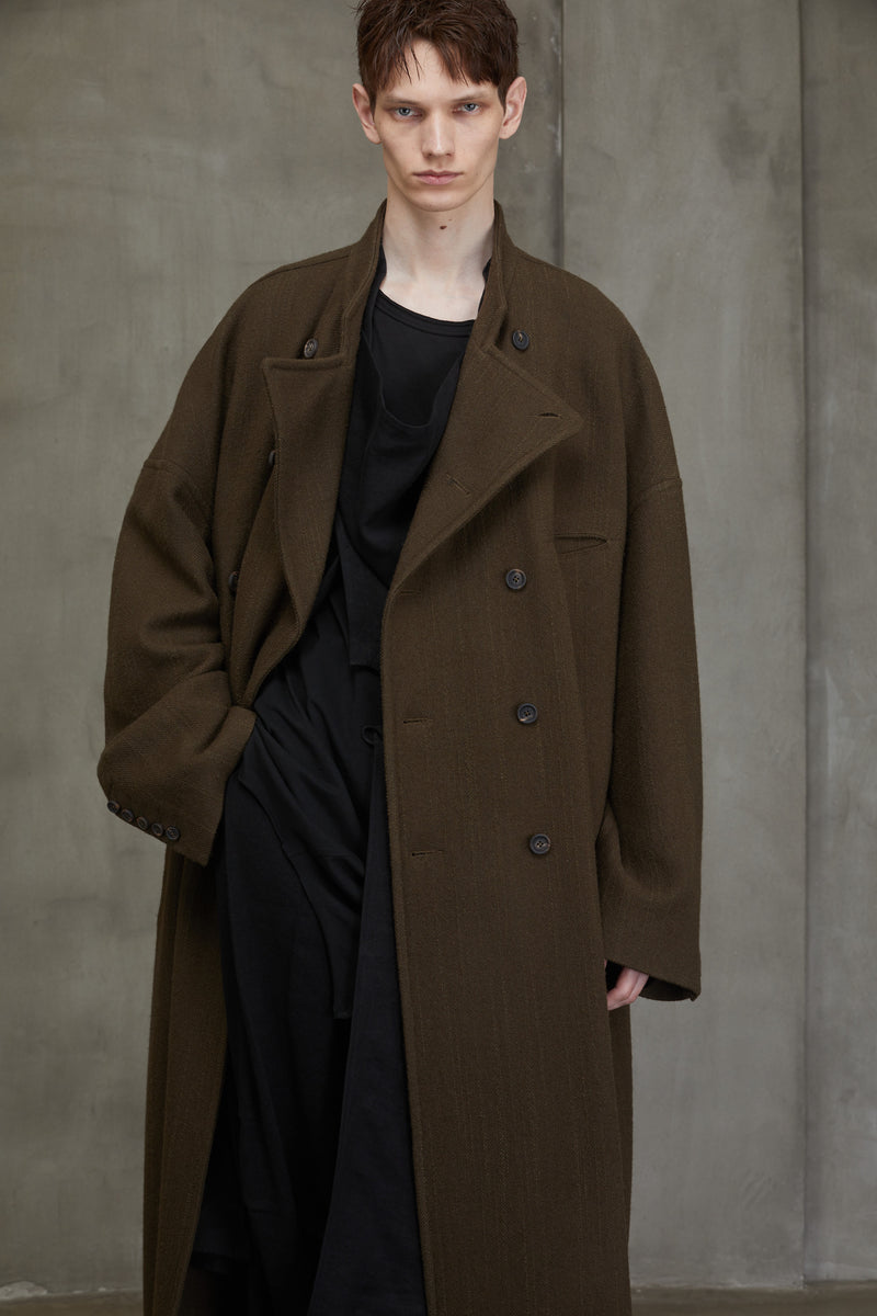 DOUBLE-BREASTED STAND COLLAR COAT