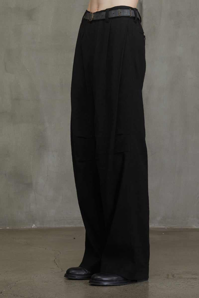 ARTICULATED KNEE WIDE LEG TROUSERS