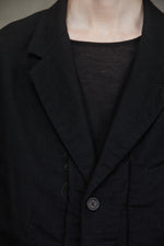 RAW-EDGE SHOULDERS THREE BUTTON JACKET