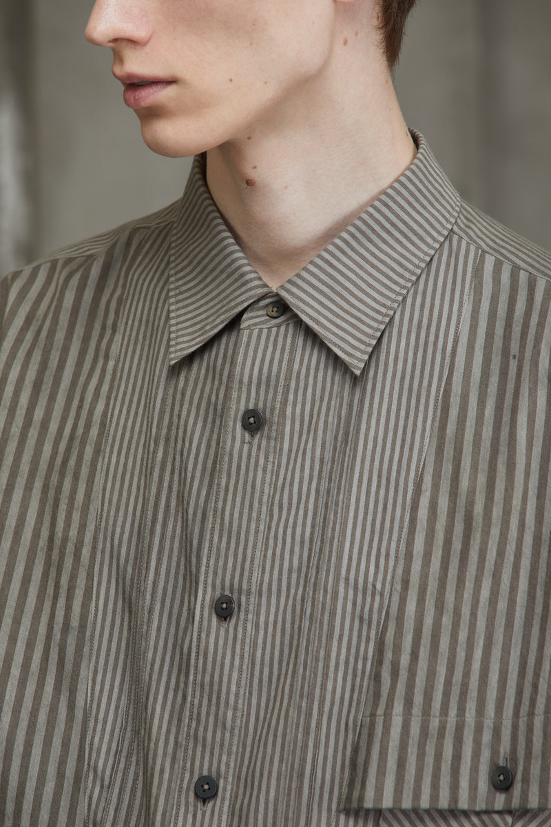 PLEATED STRIPE SHIRT