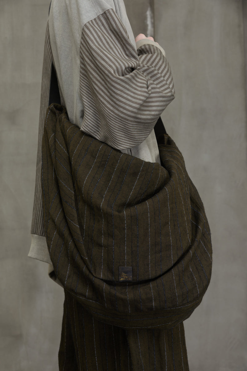 STRIPED WOOL MEDIUM SHOULDER BAG