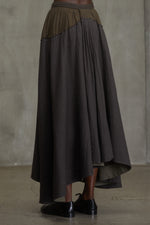 BACK PLEATS ASYMMETRIC SKIRT