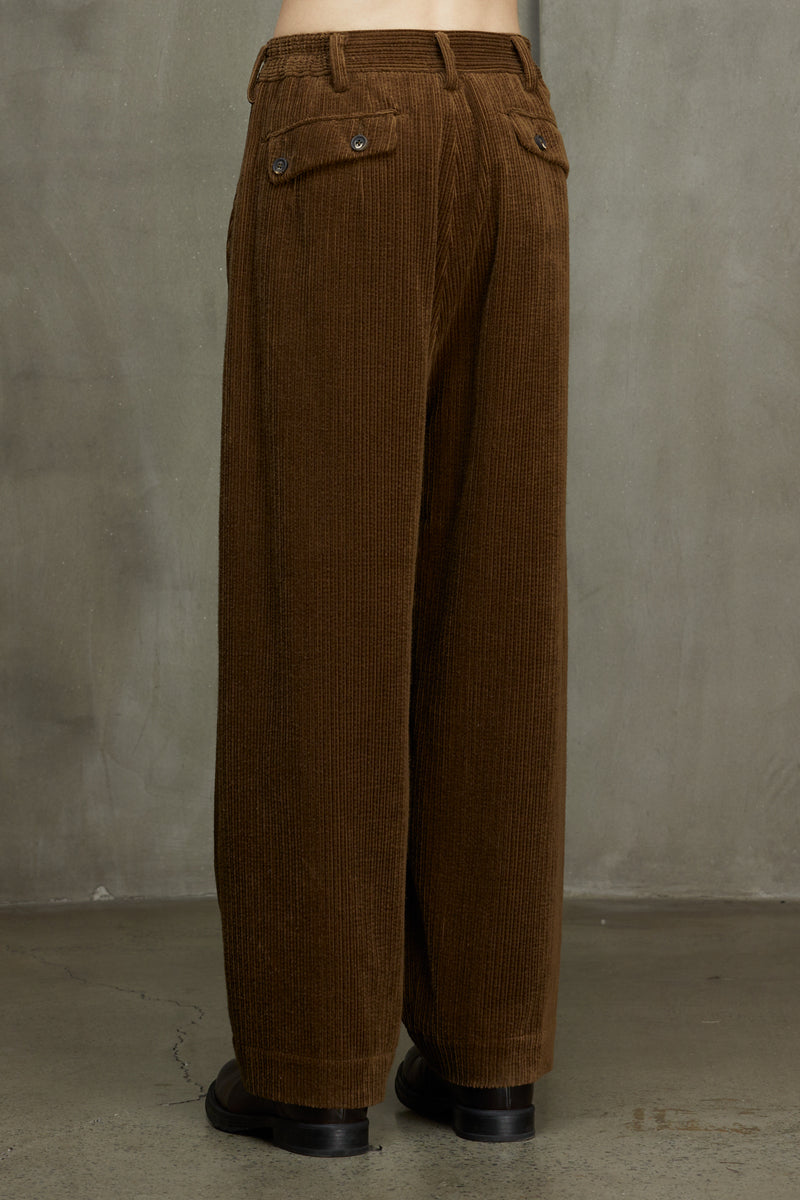 CORDUROY FRONT PLEAT TROUSERS