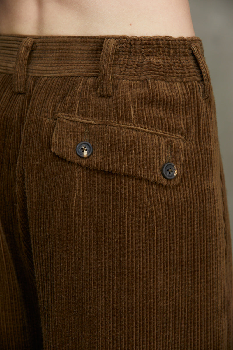 CORDUROY FRONT PLEAT TROUSERS