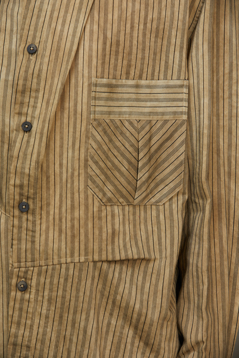 CALSSIC STRIPE PLEATED SHIRT