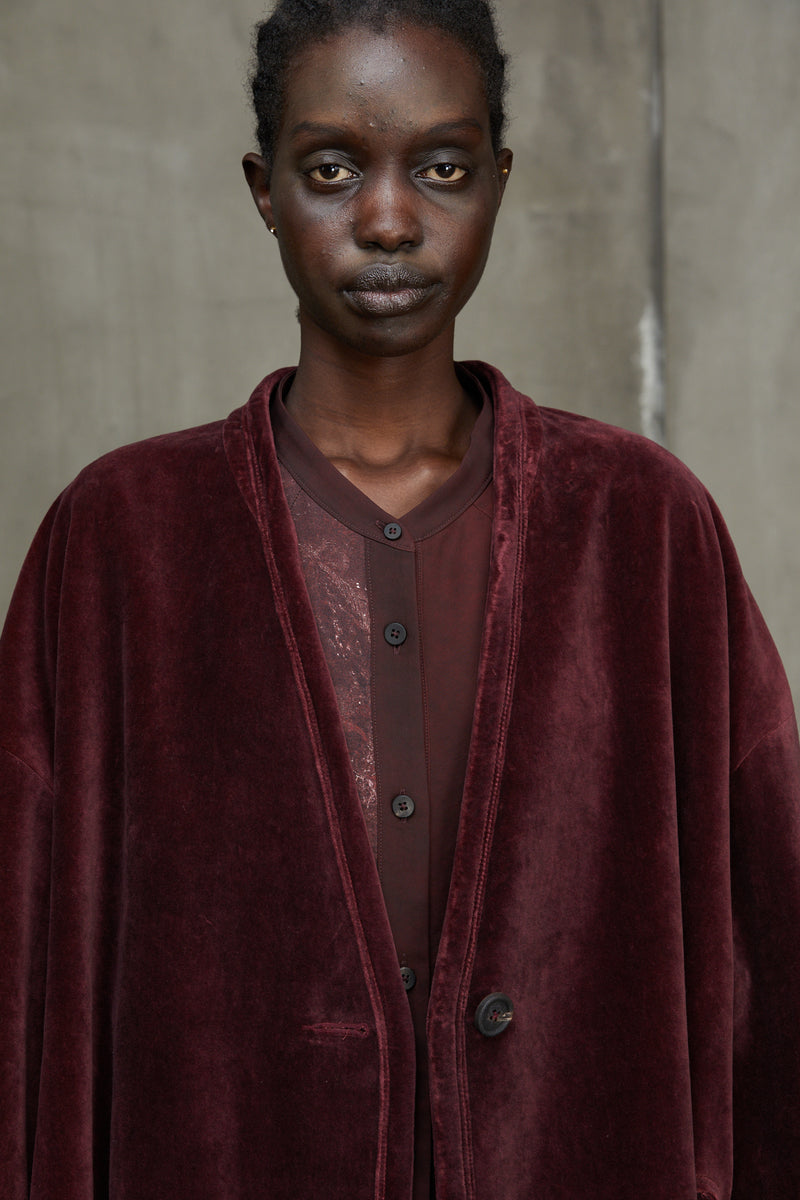 SHAWL COLLAR VELVET COAT