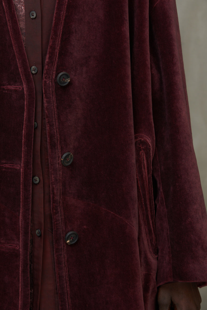 SHAWL COLLAR VELVET COAT