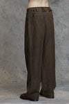 FRONT PLEATED WIDE LEG LONG TROUSERS