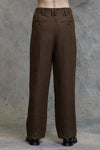FRONT PLEATED WIDE LEG LONG TROUSERS