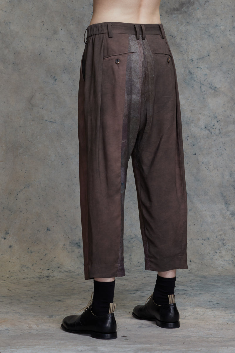 PLEATED DROP-CROTCHED TROUSERS