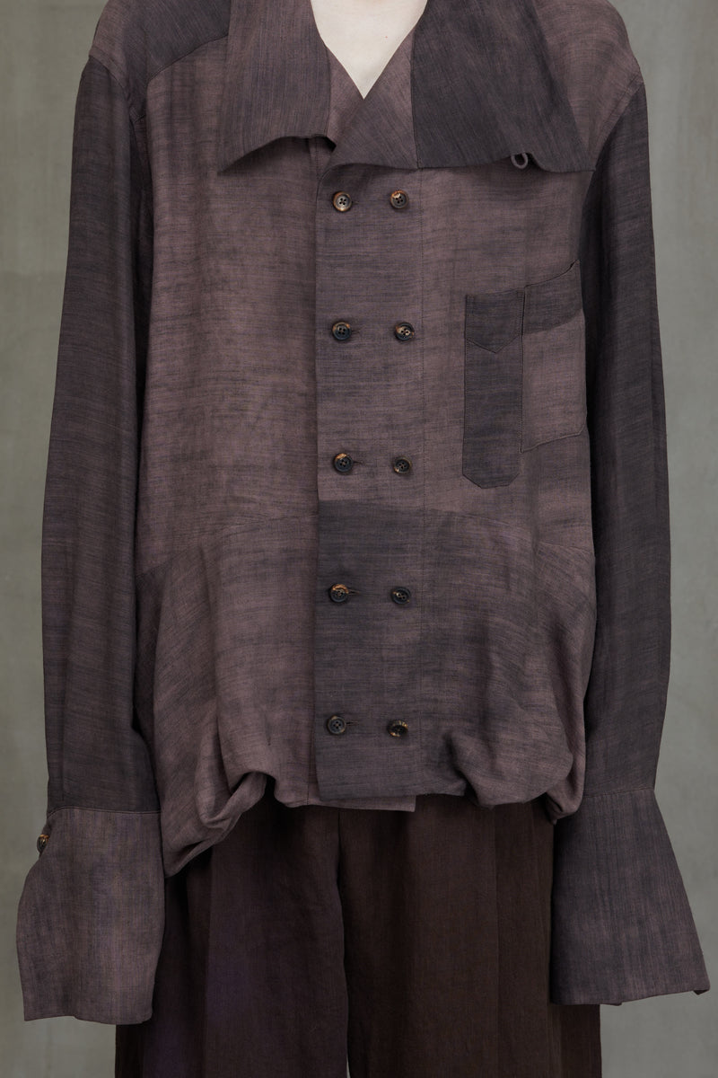 DOUBLE BREASTED HIGH NECK SHIRT JACKET