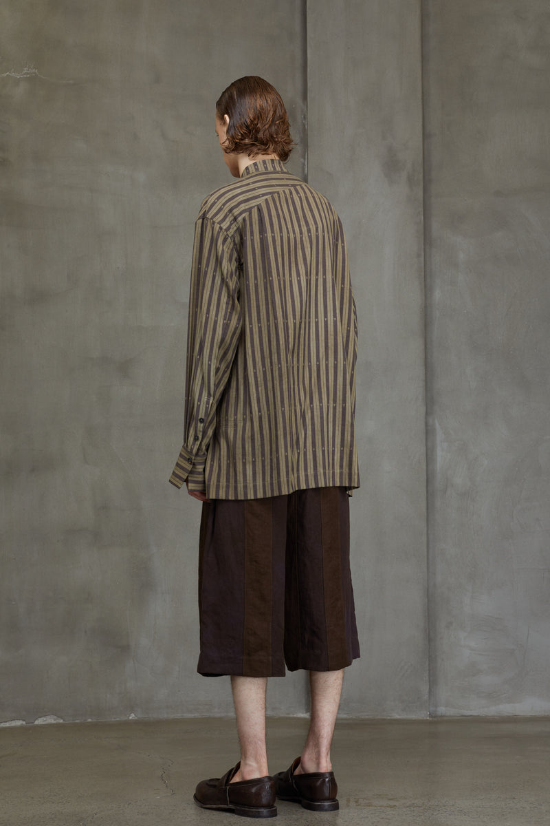 STRIPED MANDARIN COLLAR SHIRT