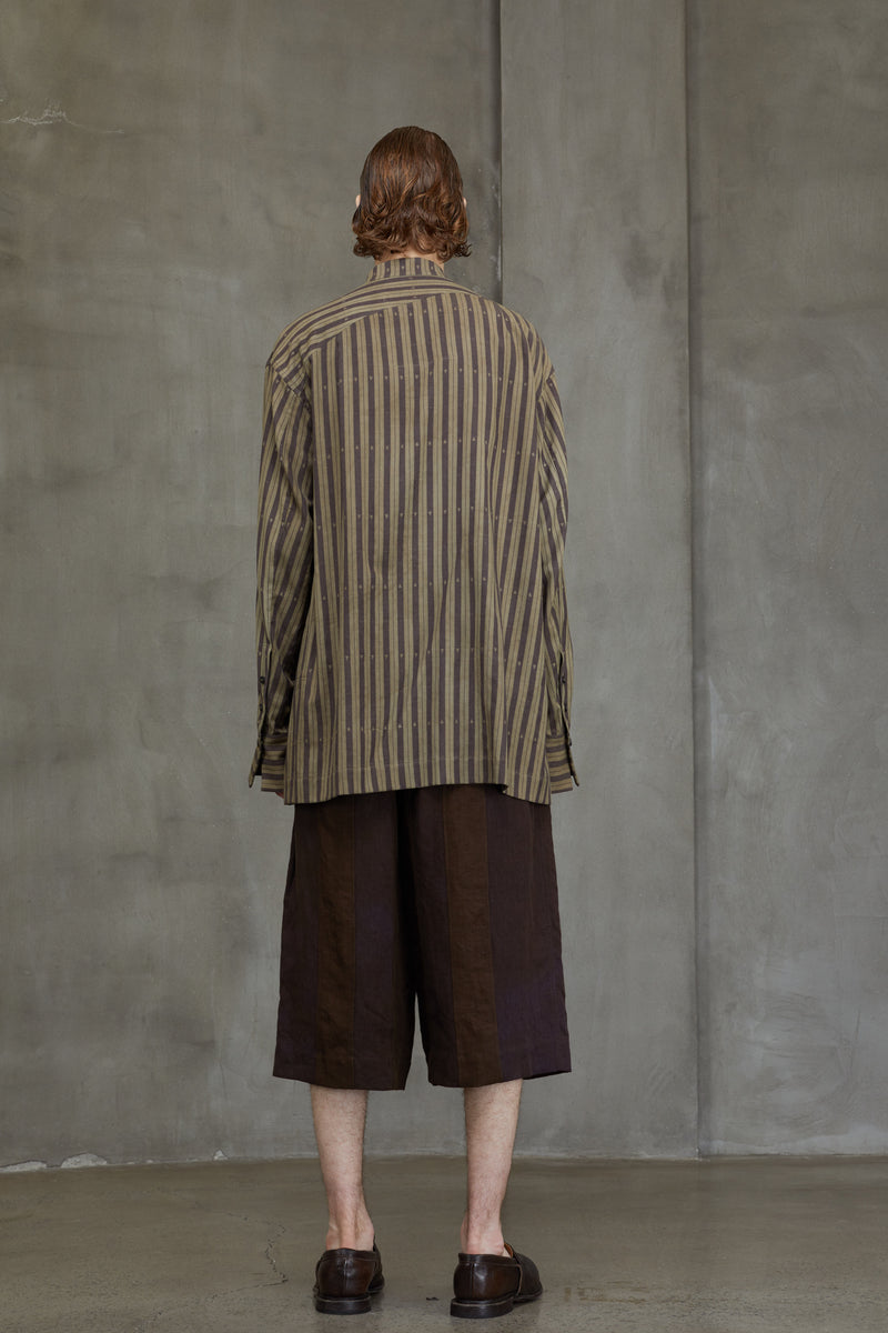 STRIPED MANDARIN COLLAR SHIRT