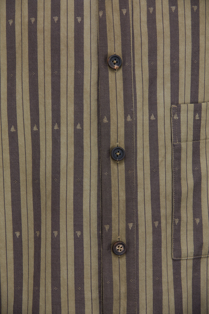 STRIPED MANDARIN COLLAR SHIRT