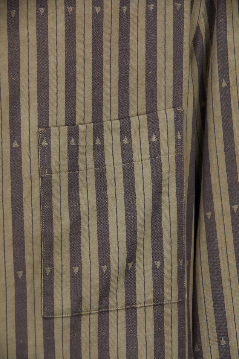 STRIPED MANDARIN COLLAR SHIRT
