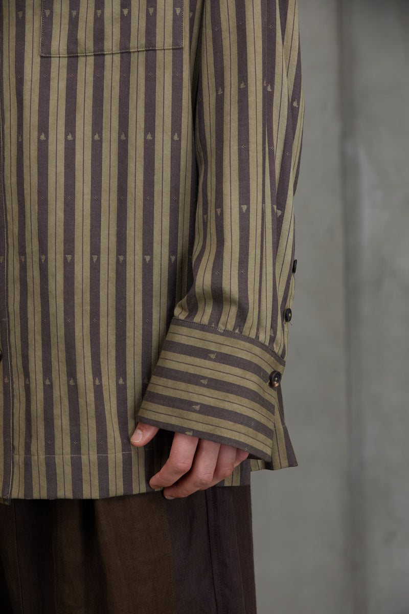STRIPED MANDARIN COLLAR SHIRT