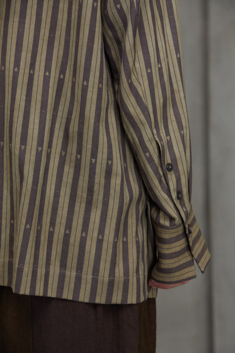 STRIPED MANDARIN COLLAR SHIRT