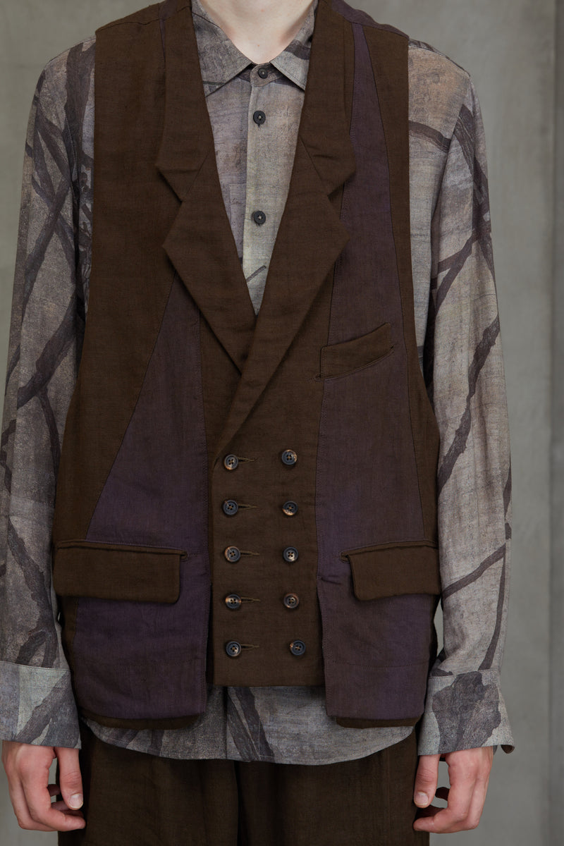 DOUBLE BREASTED COLLAGE WAISTCOAT