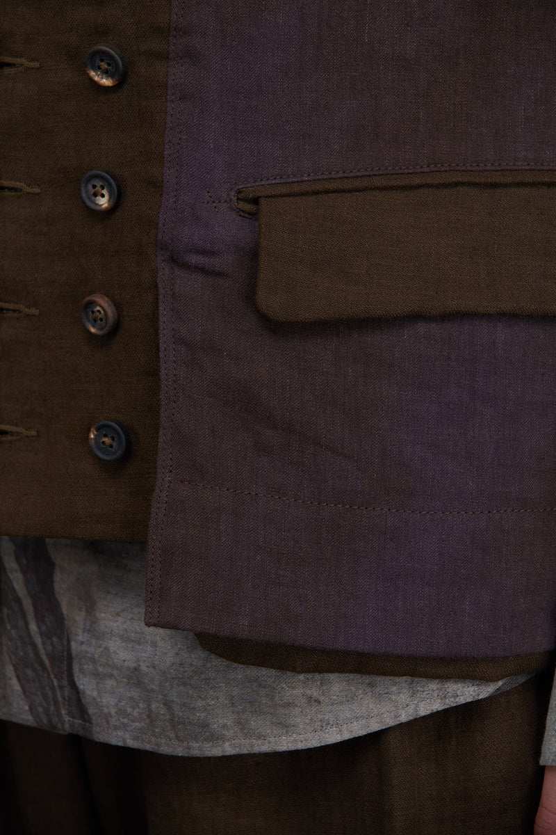 DOUBLE BREASTED COLLAGE WAISTCOAT