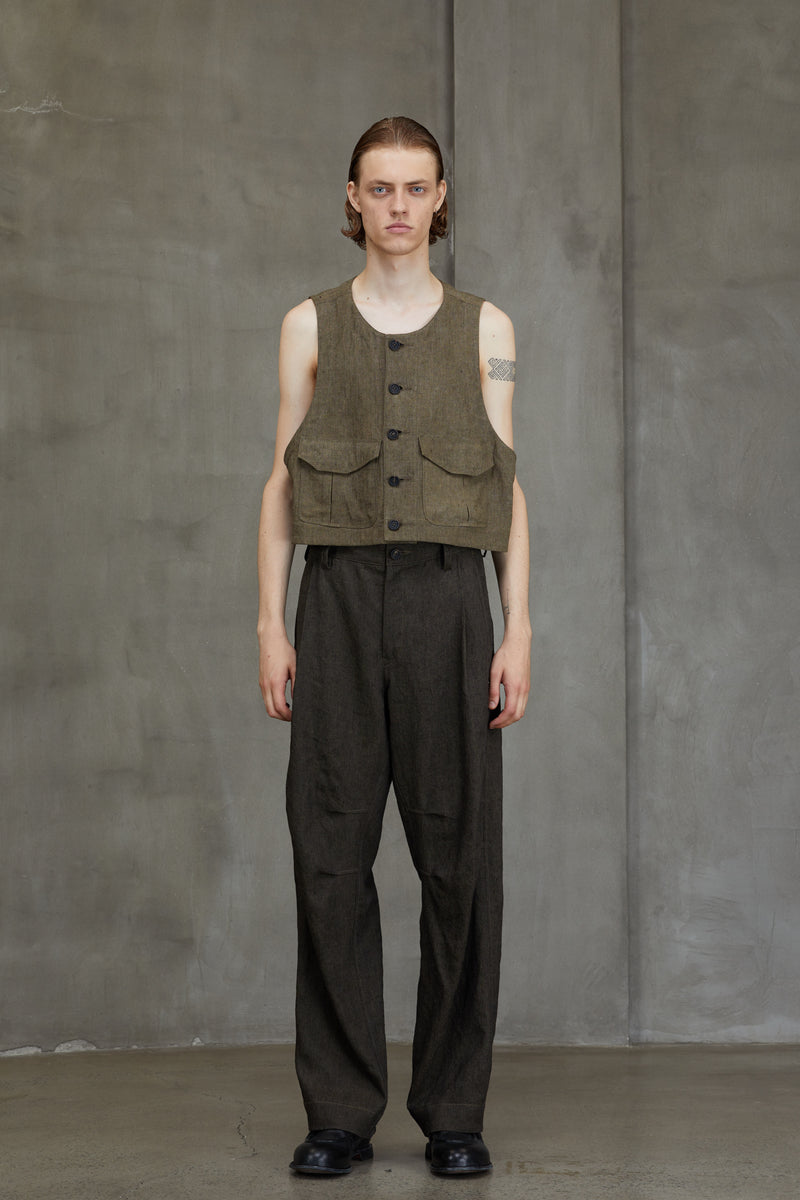 CROPPED COLLARLESS WAISTCOAT