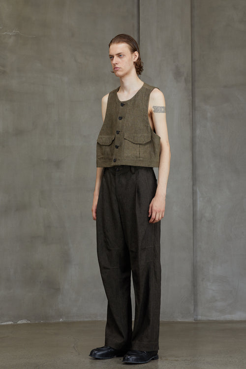 CROPPED COLLARLESS WAISTCOAT