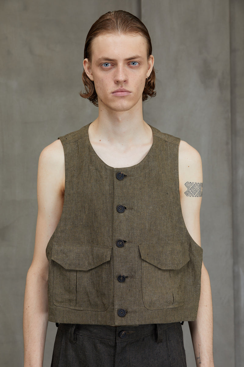 CROPPED COLLARLESS WAISTCOAT